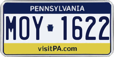 PA license plate MOY1622