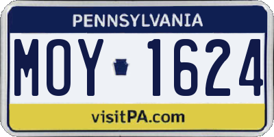 PA license plate MOY1624