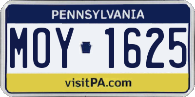 PA license plate MOY1625