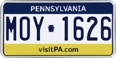 PA license plate MOY1626