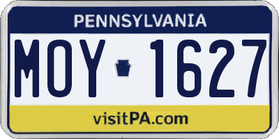 PA license plate MOY1627
