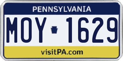 PA license plate MOY1629