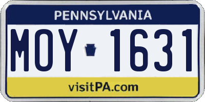 PA license plate MOY1631
