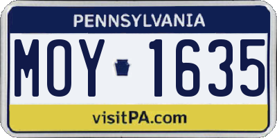 PA license plate MOY1635