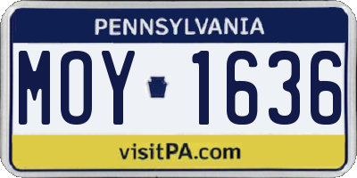 PA license plate MOY1636