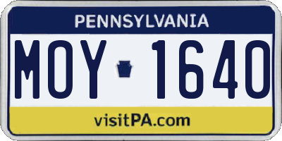 PA license plate MOY1640
