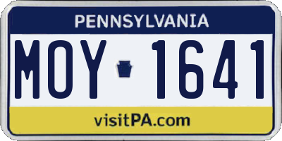 PA license plate MOY1641