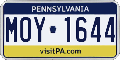 PA license plate MOY1644