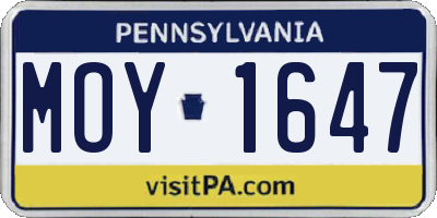 PA license plate MOY1647