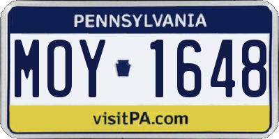 PA license plate MOY1648