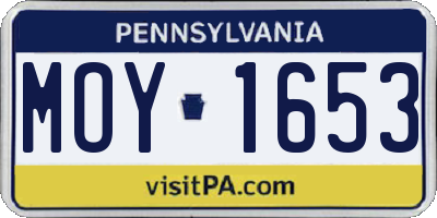 PA license plate MOY1653
