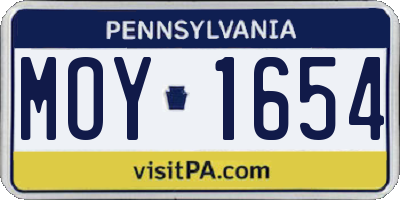 PA license plate MOY1654
