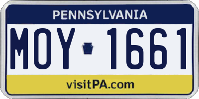 PA license plate MOY1661