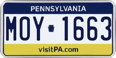 PA license plate MOY1663