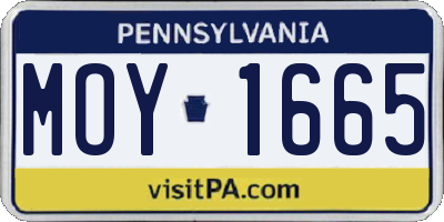 PA license plate MOY1665