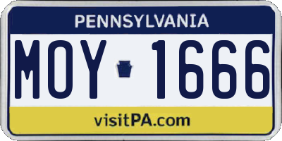 PA license plate MOY1666