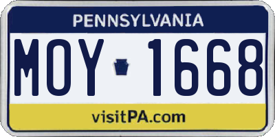 PA license plate MOY1668
