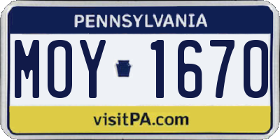 PA license plate MOY1670