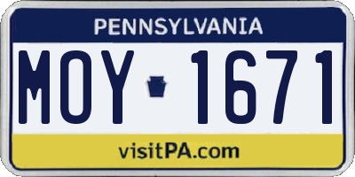 PA license plate MOY1671