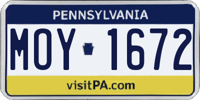 PA license plate MOY1672