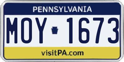 PA license plate MOY1673