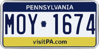 PA license plate MOY1674
