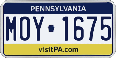 PA license plate MOY1675