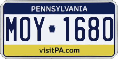 PA license plate MOY1680