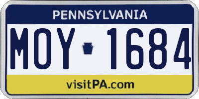 PA license plate MOY1684