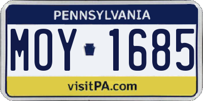 PA license plate MOY1685