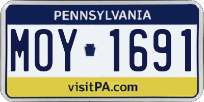 PA license plate MOY1691