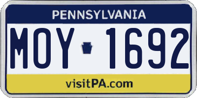 PA license plate MOY1692