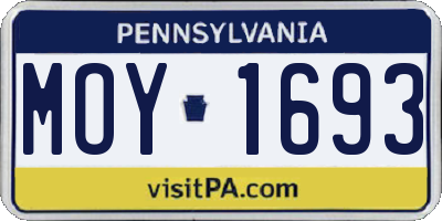 PA license plate MOY1693