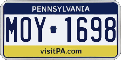 PA license plate MOY1698