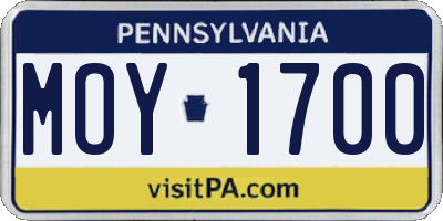 PA license plate MOY1700