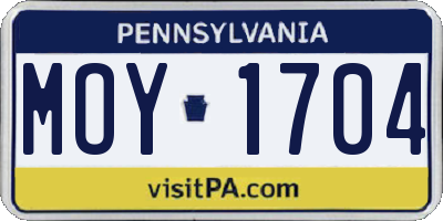 PA license plate MOY1704