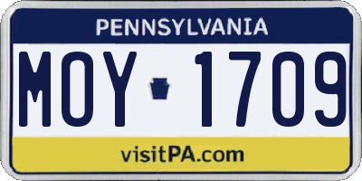PA license plate MOY1709