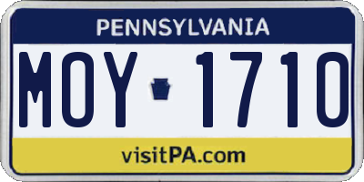 PA license plate MOY1710