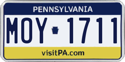 PA license plate MOY1711