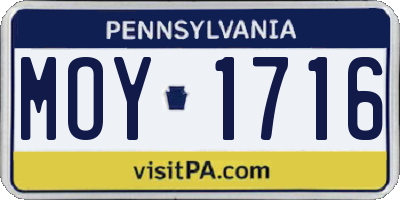 PA license plate MOY1716