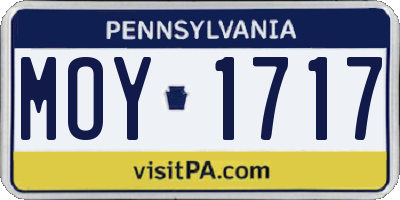PA license plate MOY1717