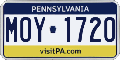 PA license plate MOY1720