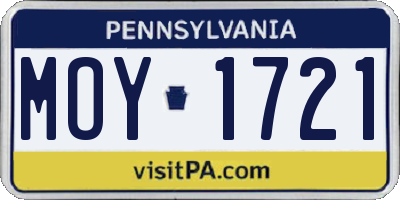 PA license plate MOY1721