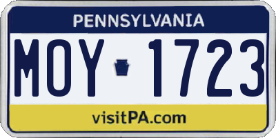 PA license plate MOY1723