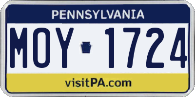 PA license plate MOY1724