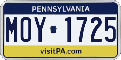 PA license plate MOY1725