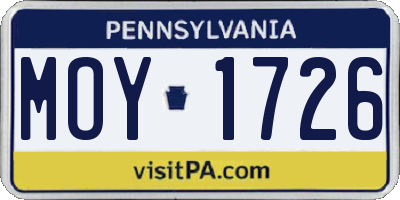 PA license plate MOY1726