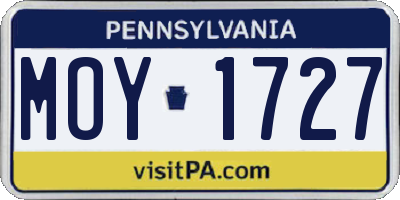 PA license plate MOY1727