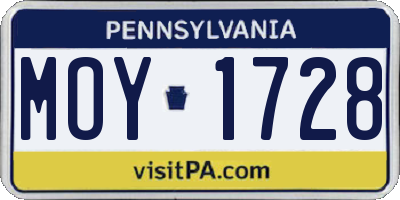 PA license plate MOY1728