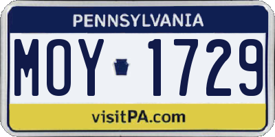 PA license plate MOY1729